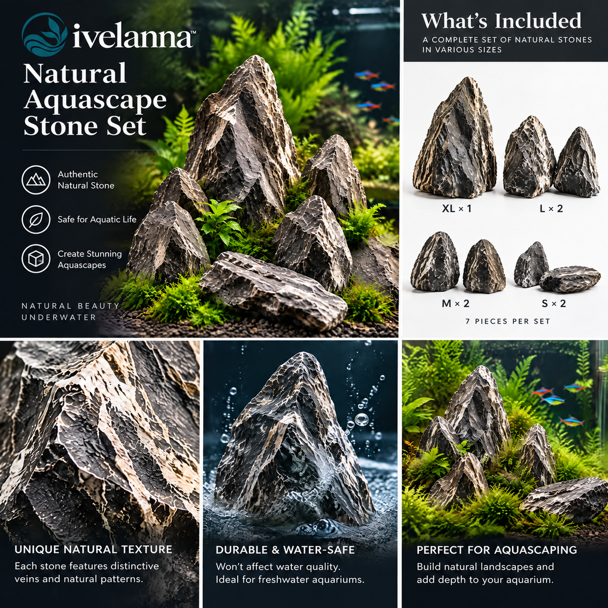 ivelanna Natural Aquascape Stone Set view 2
