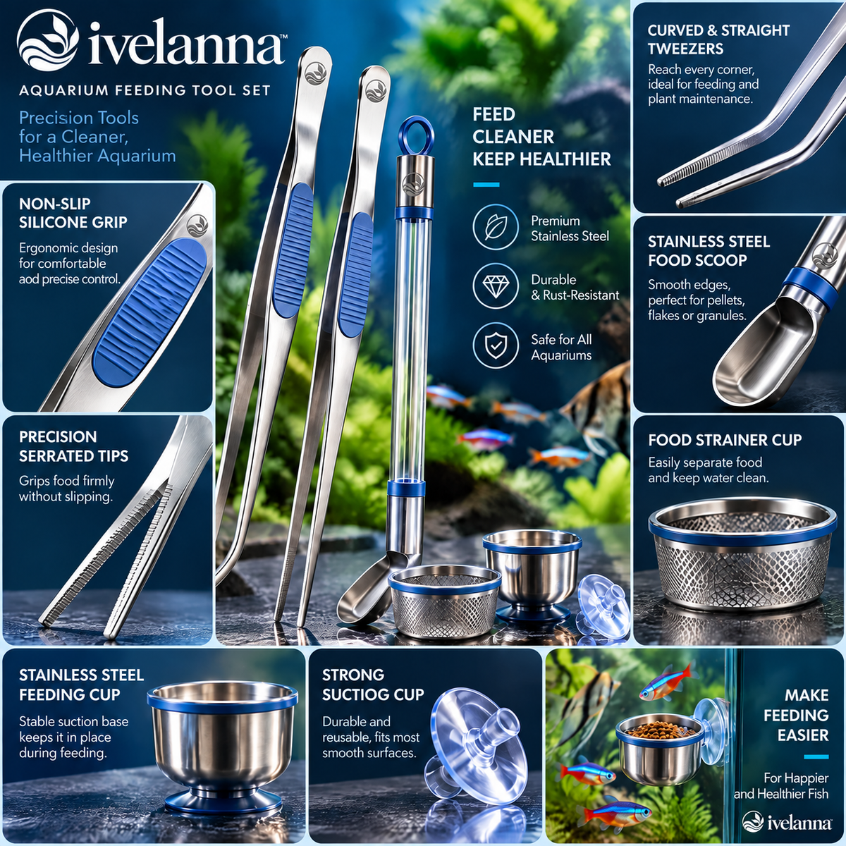 ivelanna Aquarium Feeding Tool Set view 3