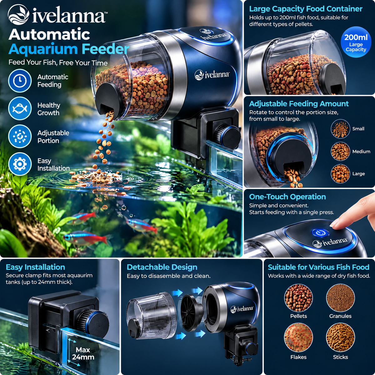 ivelanna Automatic Aquarium Feeder view 5